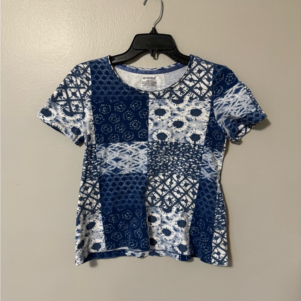 Westbound Blue and White Baby Tee